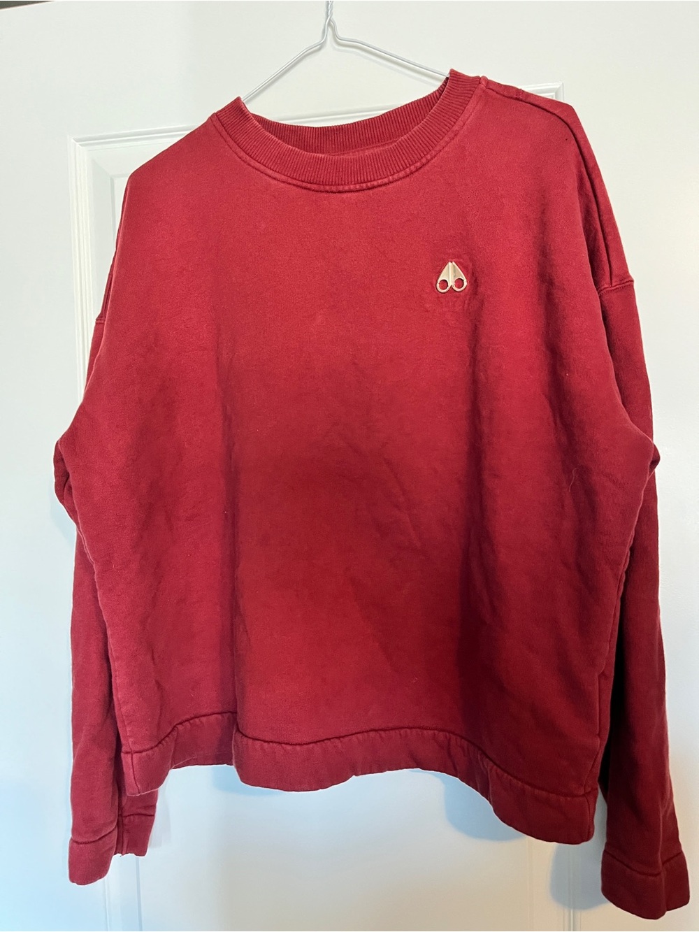 Moose Knuckles Burgundy Crewneck Sweatshirt with Heart Logo